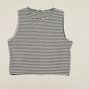 Zara Black and White Striped Tank Top